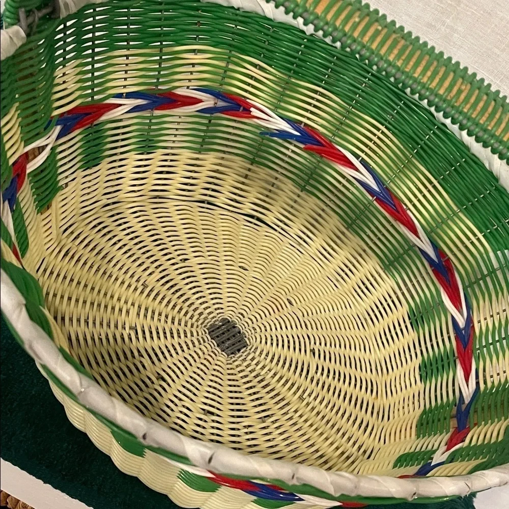 Green and Cream Woven Basket